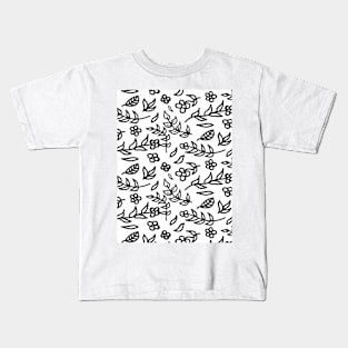 black and white floral print Kids T-Shirt